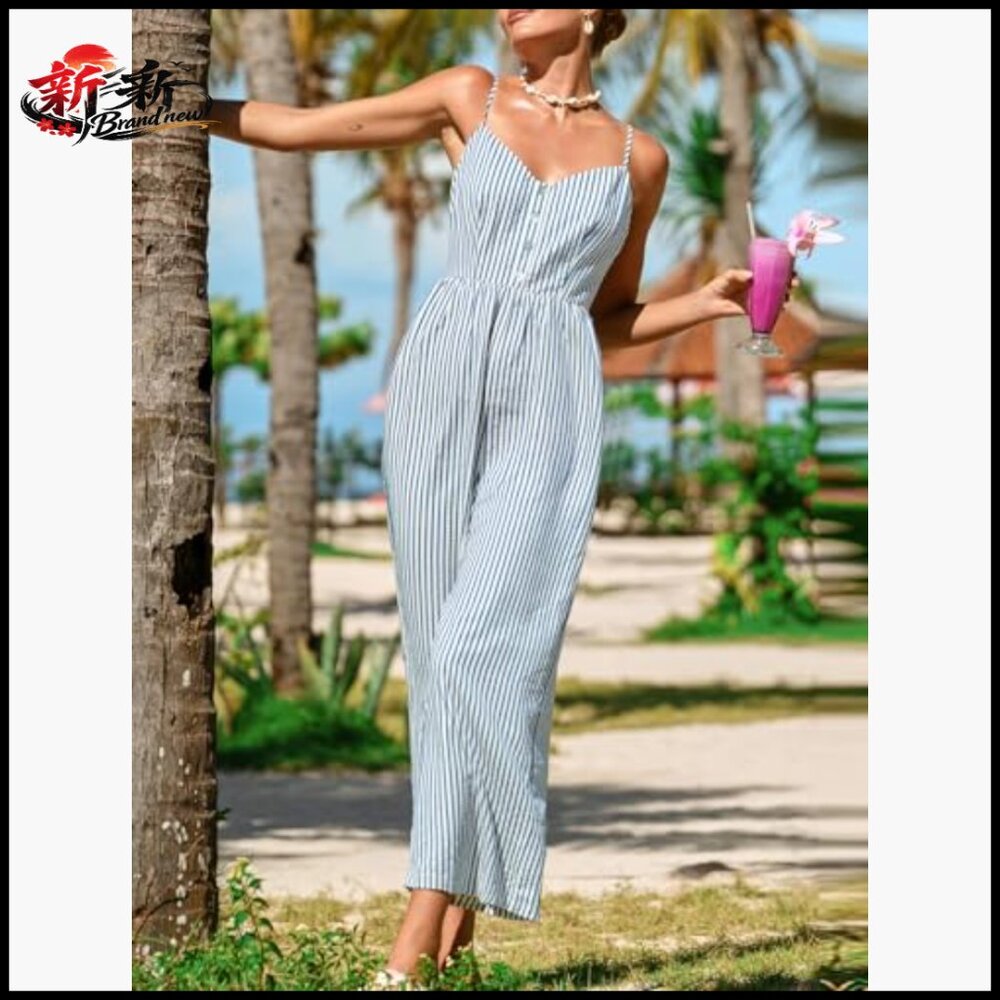 Backless Adjustable Spaghetti Strap Wide Leg Jump… - image 5